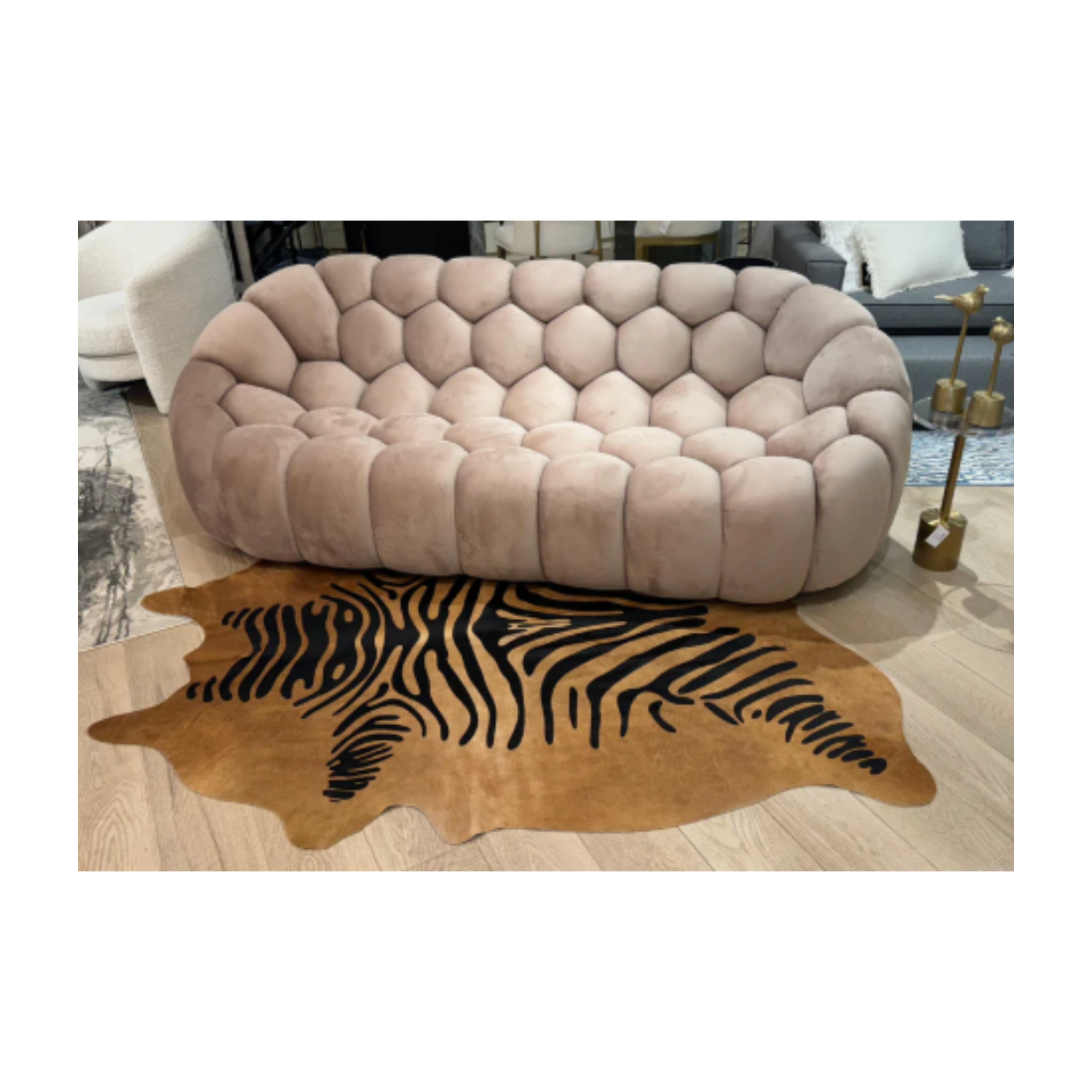 REAL COWHIDE ZEBRA ON CARAMEL