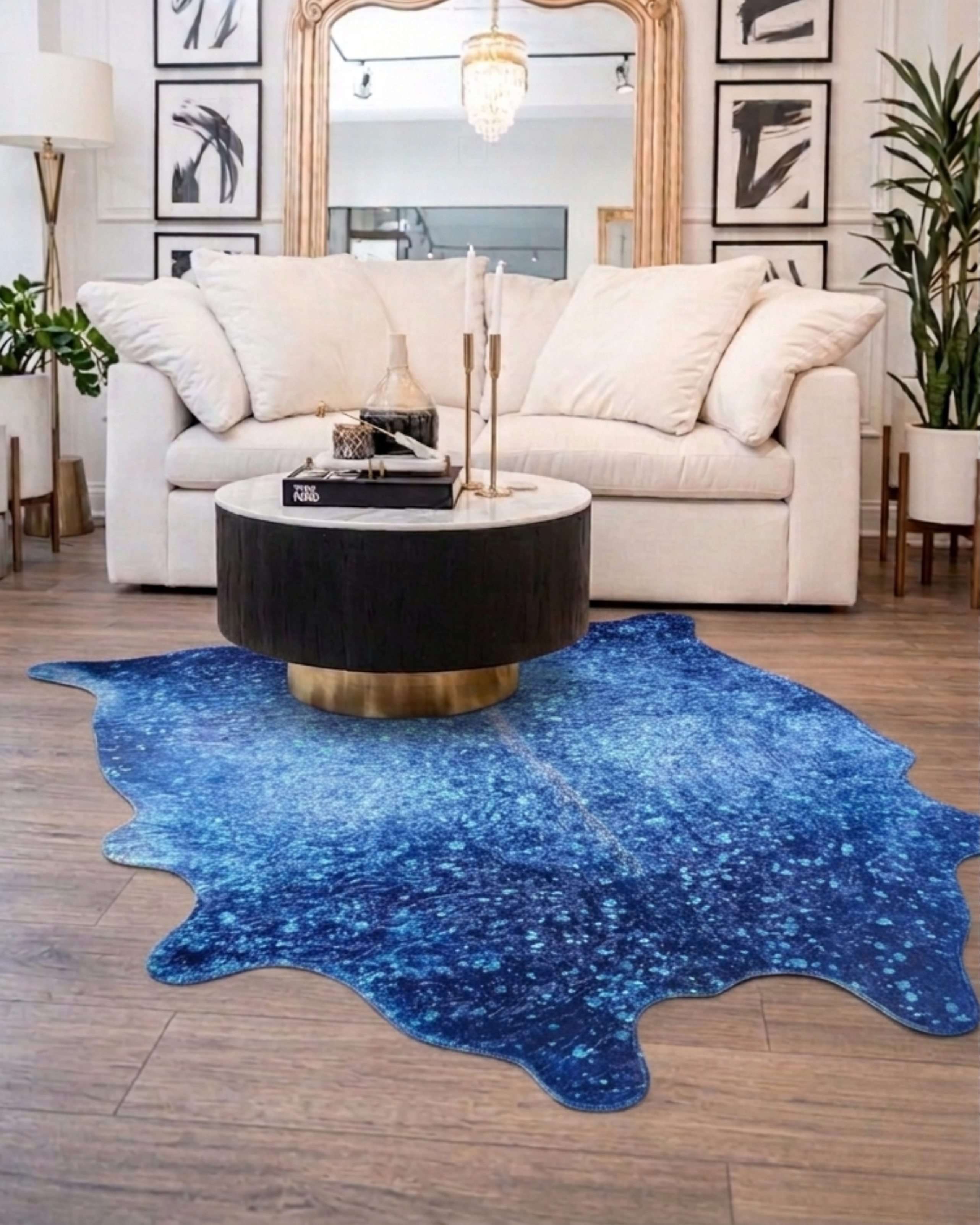 TAPETE METALLIC VEGAN FAUX HIDE BLUE