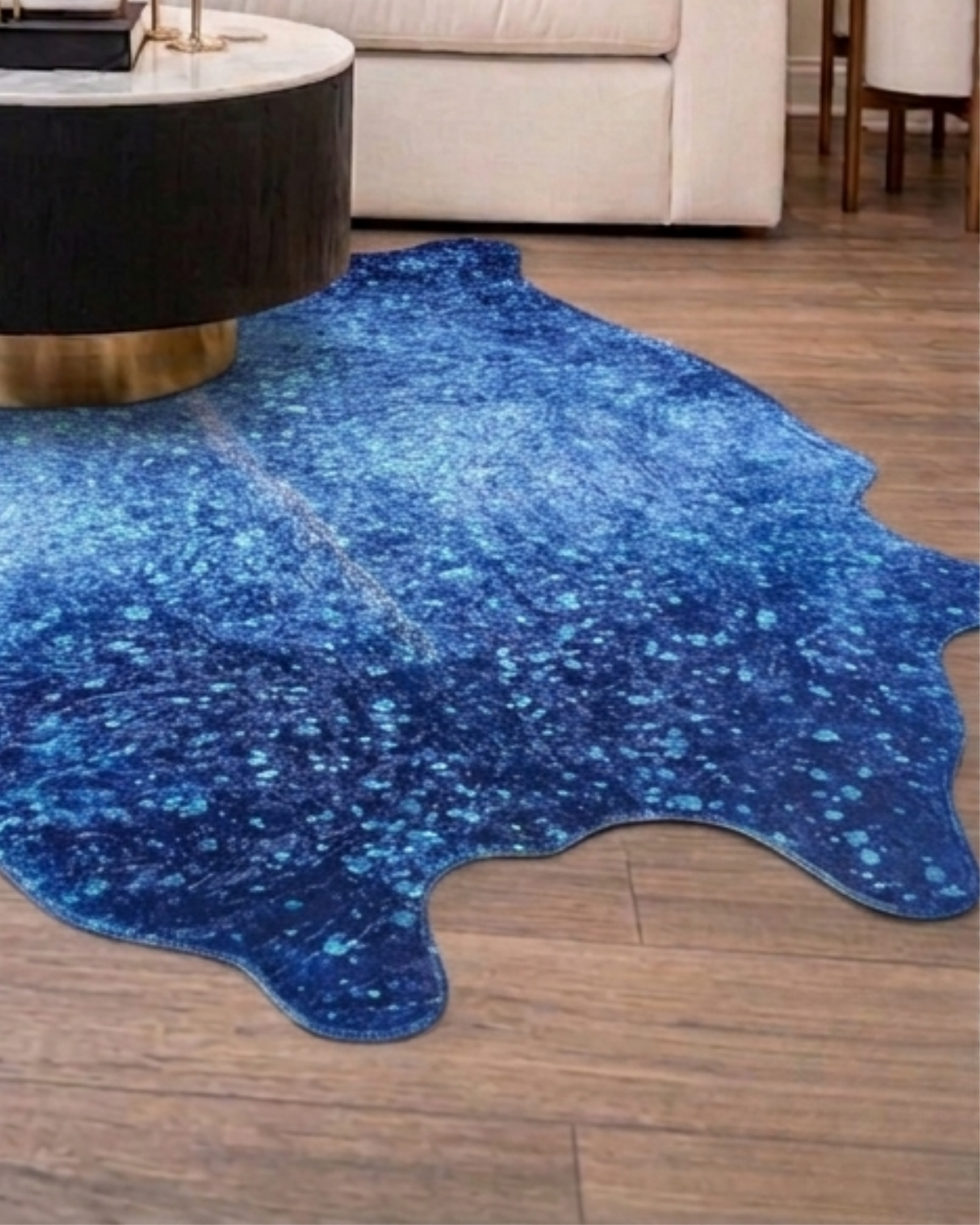 TAPETE METALLIC VEGAN FAUX HIDE BLUE